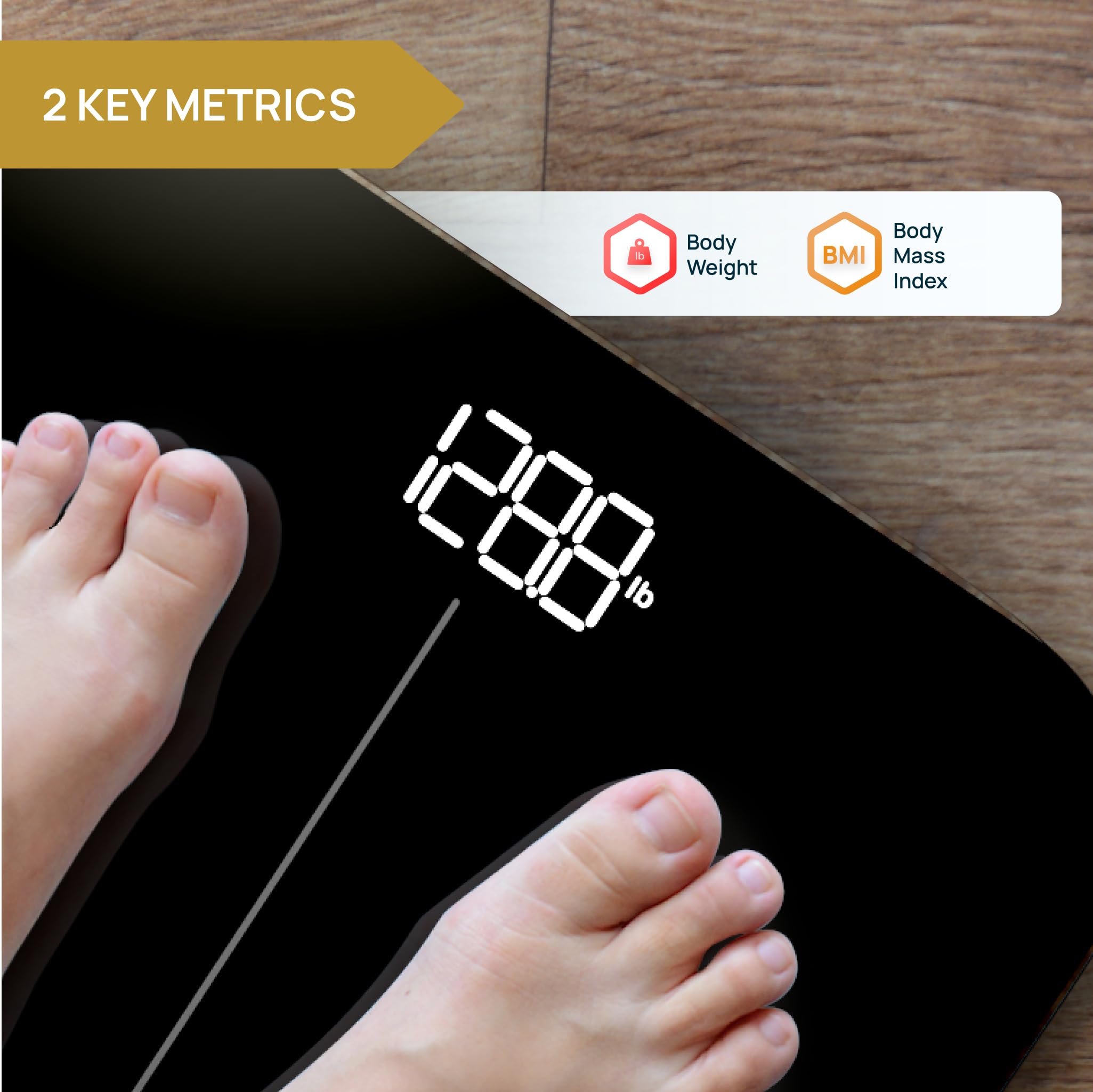 INEVIFIT Báscula de Baño Premium Inteligente, Báscula de Baño Digital Bluetooth de Alta Precisión, Mide con Precisión El Peso Y El Bmi, Negro-Ss