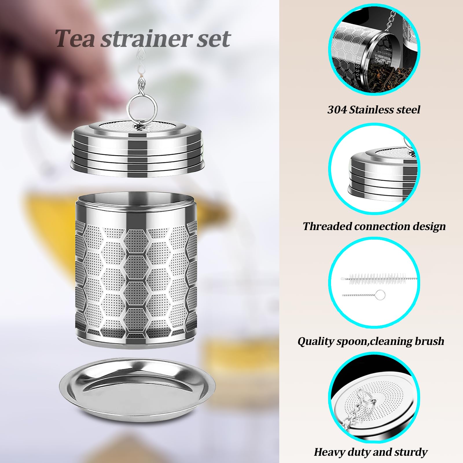 ZHYLUO Filtros de Té,2 Piezas Colador de Té de Acero Inoxidable,Filtros de Té Acero Inoxidable,para Teteras y Tazas