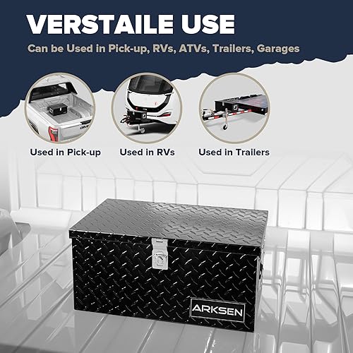 Miniatura 3 de ARKSEN - Caja de herramientas de placa de diamante de aluminio resistente de 20 pulgadas, para camioneta, caja de herramientas de remolque o casa