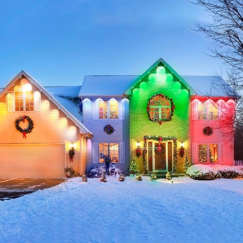 Miniatura 2 de FVTLED Permanent Outdoor Lights, 100ft WiFi Smart Dynamic RGB+WW Multi-Color Outdoor Lights, IP65 Waterproof 72 LED Eaves Lights for Party,