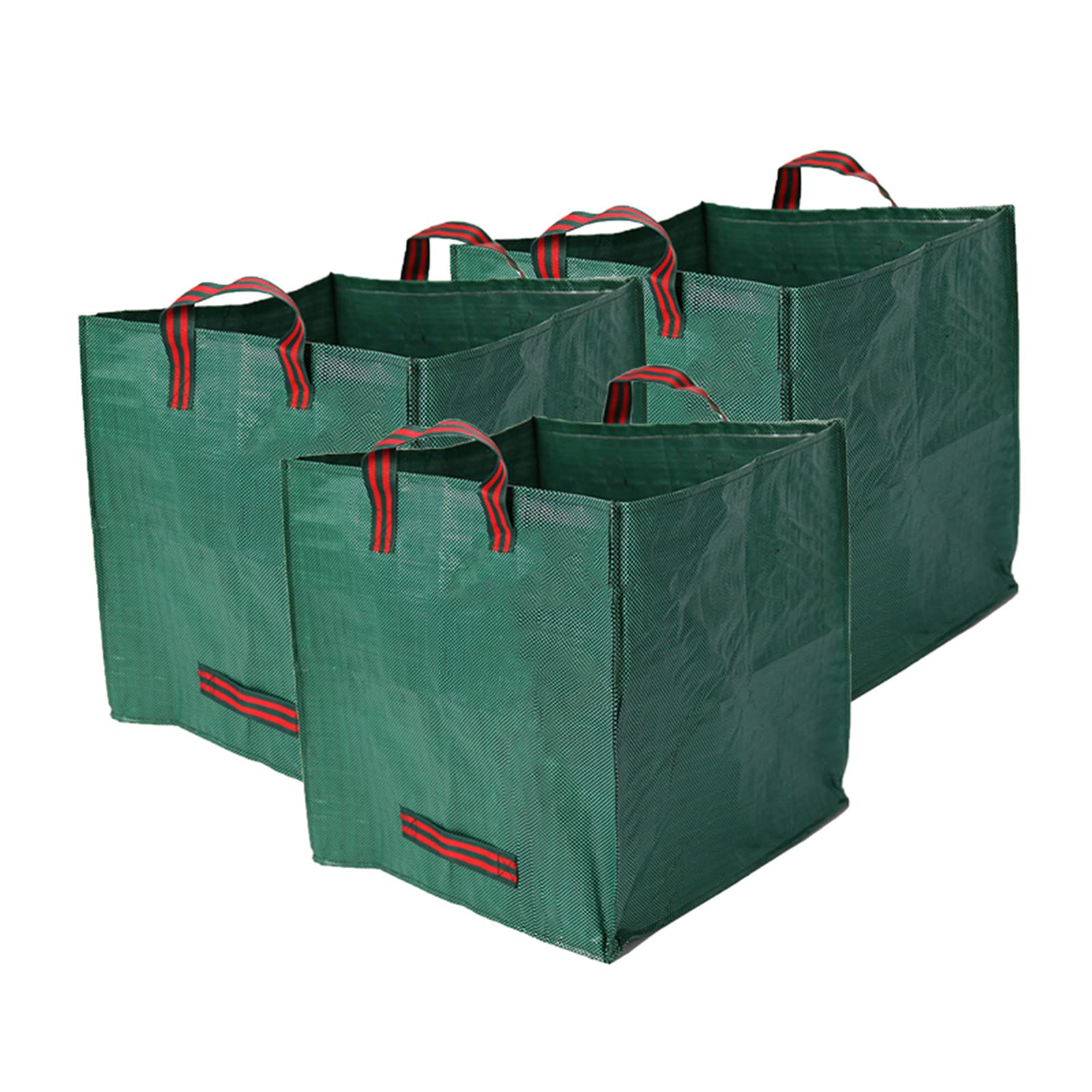 Wiederverwendbare gartensäcke,3X125L Professionelle quadratische Gartenabfallsäcke mit Griffen,robustem Polypropylen-Gewebe (PP) Selbststehend und Faltbar Laubsäcke grassack