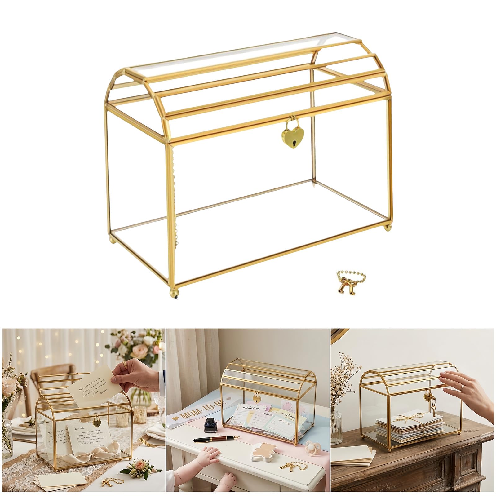 Custodia per Esposizione schede, L | Memory Box in vetro con serratura chiara organizzazione delle lettere sull ' area visualizzazione del