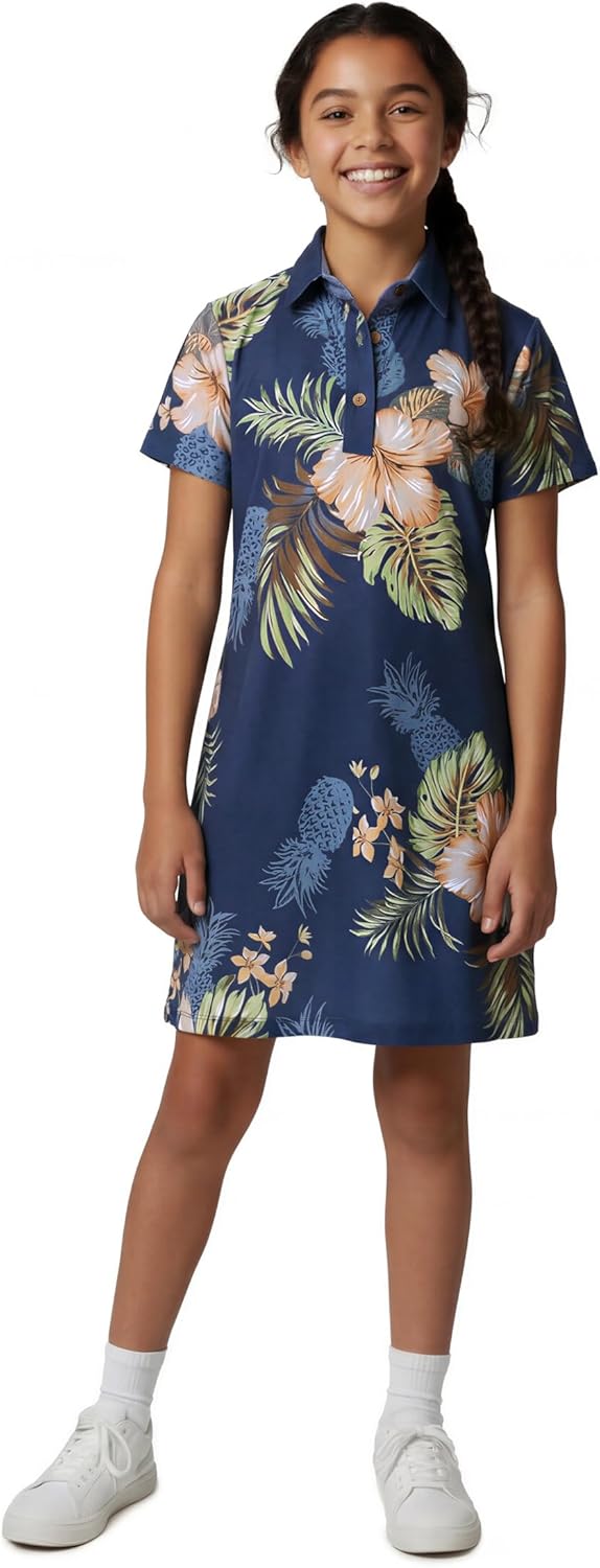 Hawaii Hangover Family Matching Tropical Polo Shirts & Polo Dresses – Pineapple Garden Navy Resort Golf Outfits