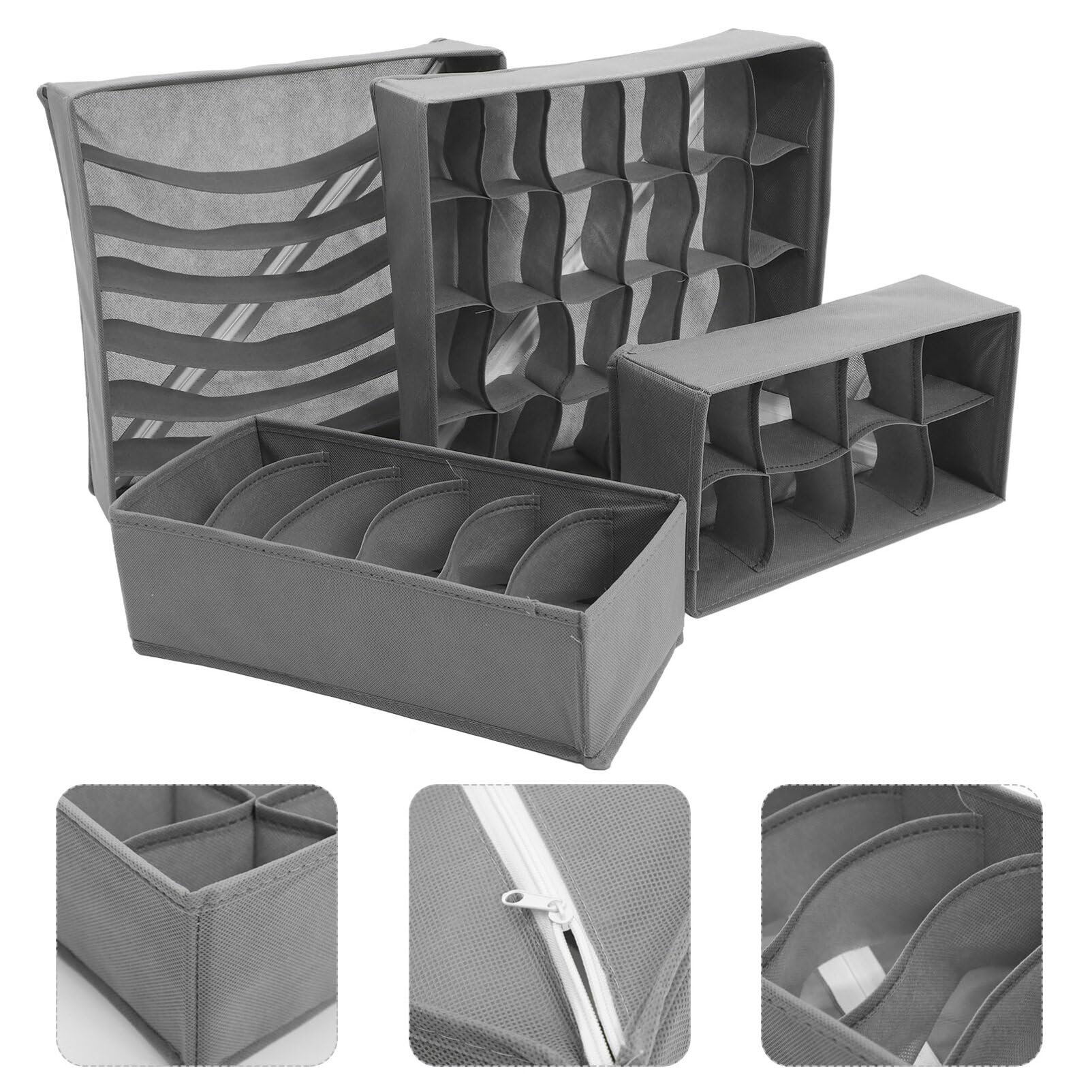 4piezas Organizadores Plegables Para Cajón De Ropa Interior Separadores De Calcetines y Bragas Almacenamiento Para Armarios