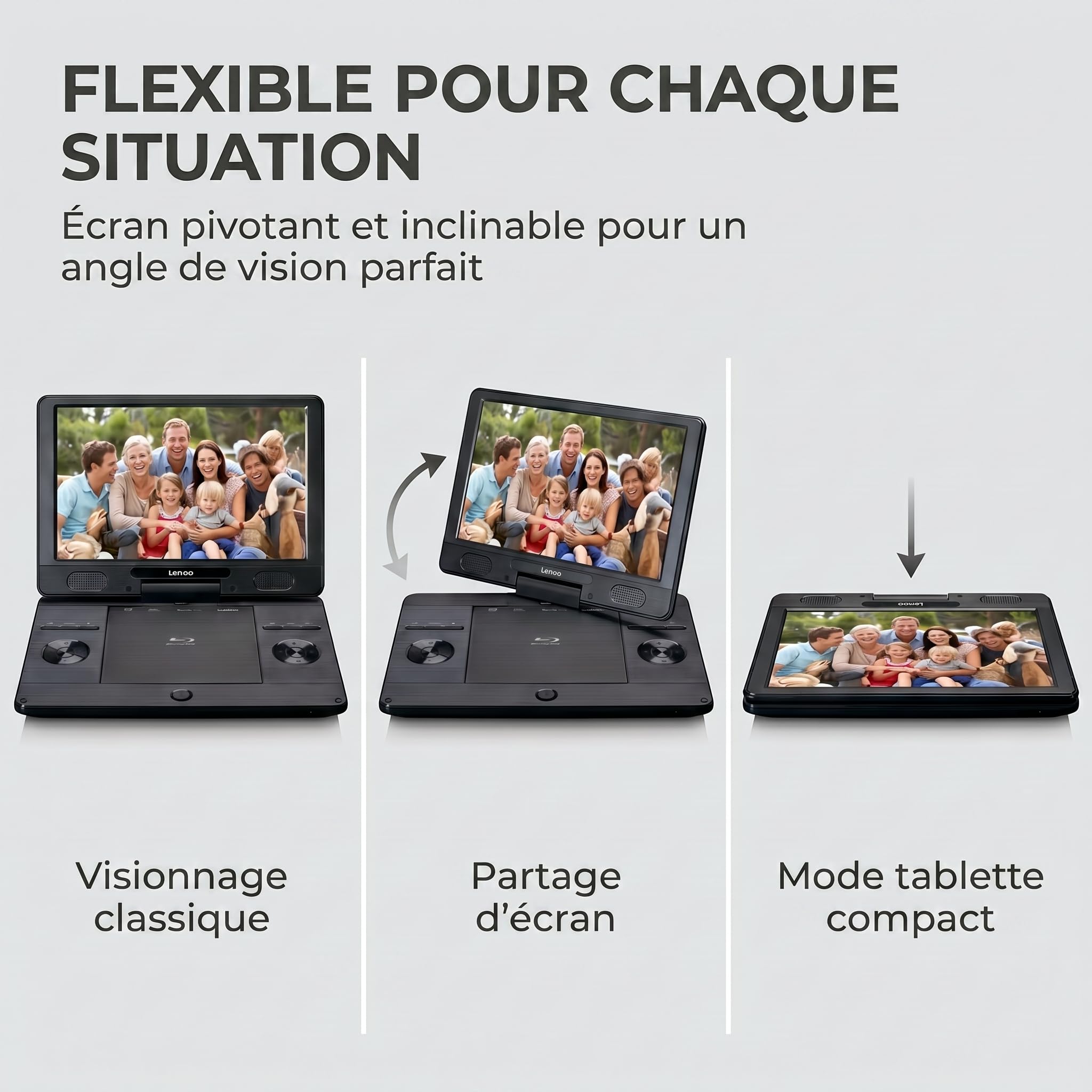 Lenco BRP-1150BK Lecteur Blu-Ray Portable 11,5" écran TFT 1024x600 Pixels Batterie intégrée Noir