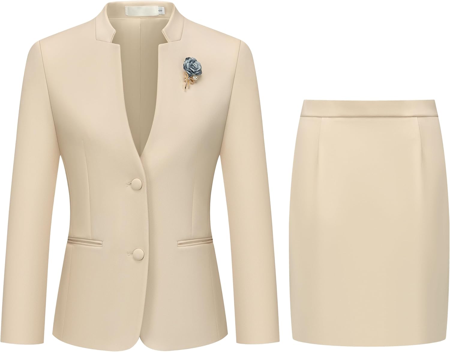 Women's 2 Piece Suit Skirt Set Business Office Work Blazer Jackets and Pencil Skirt with Slit - Image 2