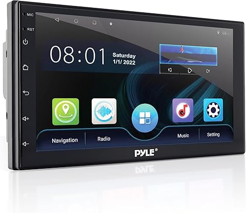 Pyle Receptor estéreo de coche doble DIN 7 pulgadas 1080P HD pantalla táctil Bluetooth receptor de audio de coche reproductor multimedia
