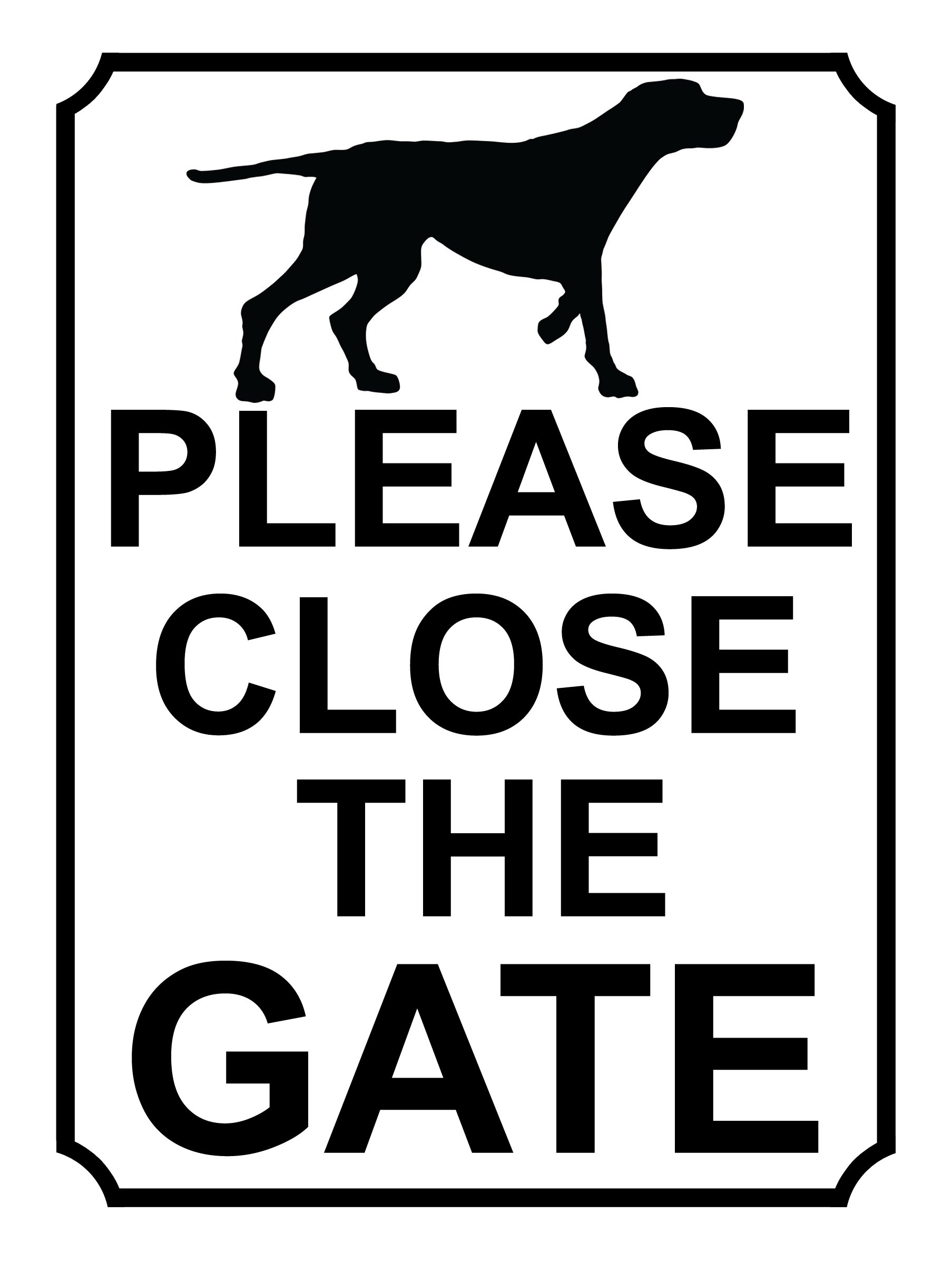 SHAWPRINT PLEASE CLOSE THE GATE DOG THEME METAL SIGN 200MM X 150MM (374H1), 200 x 150 mm