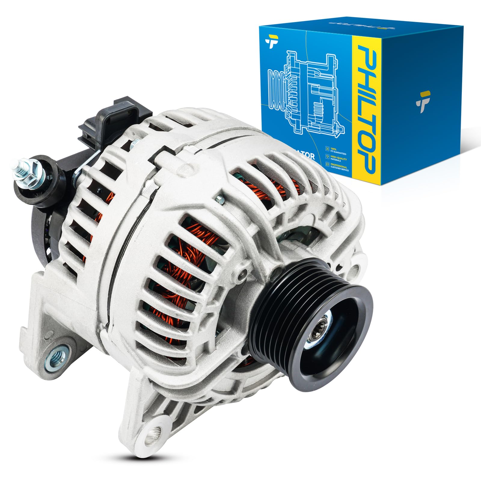 PHILTOP Alternator Compatible with Ram 1500 Ram 2500 Ram 3500 2007-2008 5.7L High Amp Alternators Replace 11233N 12V 136Amp CW S7 7-Groove Pulley-picture-30