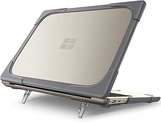 BATYUE Slim Hard Shell Case for 12.4-inch Microsoft Surface Laptop Go (2020 Release) / Surface Laptop Go 2 (2022 Release) with Touch Screen.[Fold Kickstand] Cover for Laptop Go 12.4 Inch.(Grey)