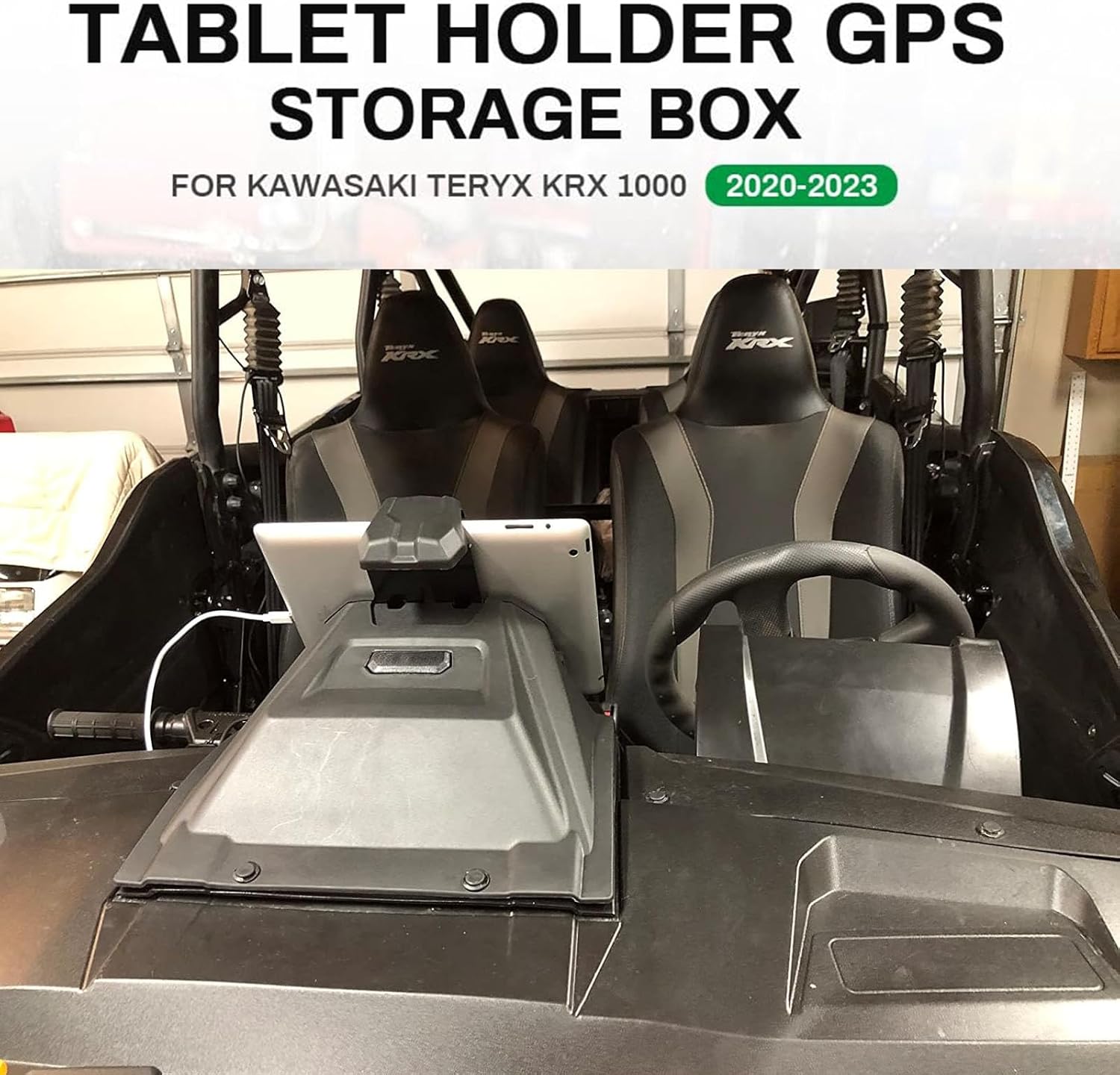 Electronic Device Mounts for Teryx KRX 1000 Tablet Holder, UTV Phone GPS Ipad Mount with Storage Box Organizer Tray for Kawasaki Teryx KRX 1000 2020 2021 2022 2023 Accessories