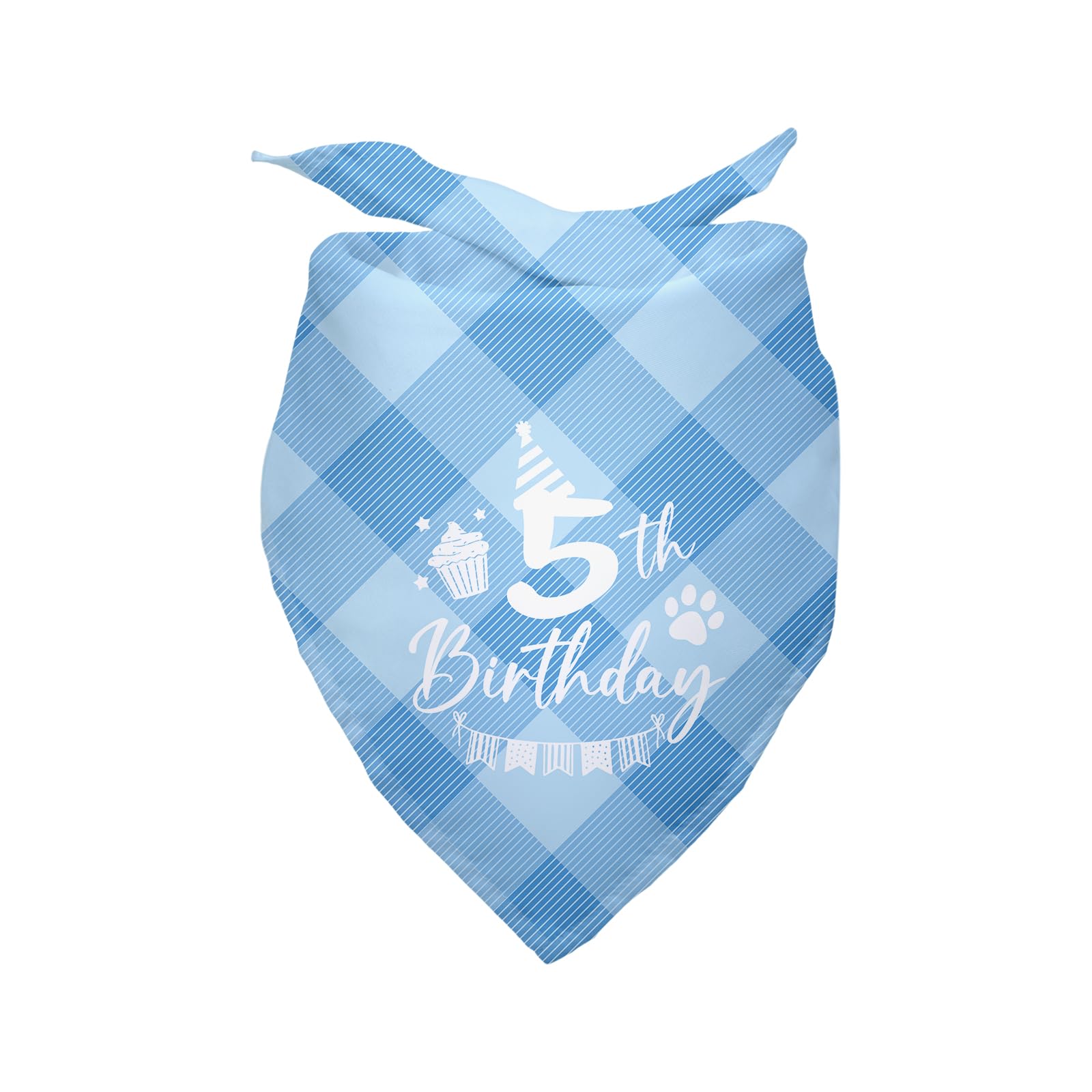 Dog Birthday Bandana 5th Birthday Bandana Plaid Blue Dog Bandana Pet Lover Gifts 5th Birthday Party Decoration