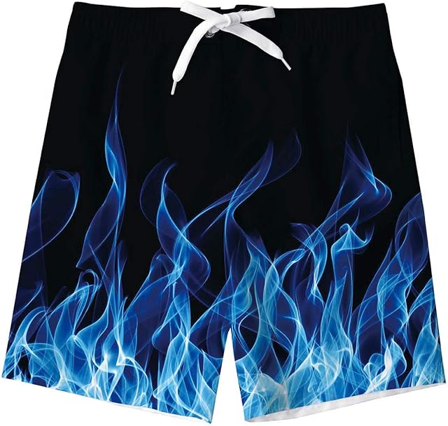 Freshhoodies Boys Swimming Trunks Kids Summer 3D Print Swim Shorts Funky UV Protection Quick Dry Loose Beach Shorts with Pockets 7-14 Years