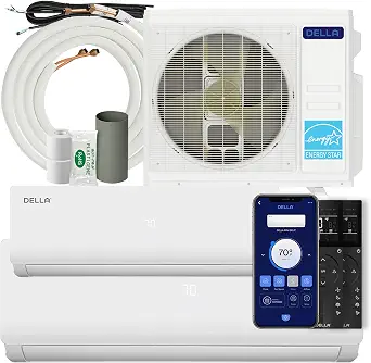 DELLA 28,000 BTU Dual Zone Ductless Mini Split Air Conditioner (12K + 24K), 20 SEER2, with Heat Pump