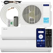 DELLA 28K BTU ODU 2 Zone 12000 24000 BTU Mini Split Air Conditioner Work with Alexa and Wifi, 20 SEER2 Energy Efficient, 208-230V Cools Up to 2050 Sq.Ft, Multi Zone Pre-Charged Heat Pump, 16ft Kit