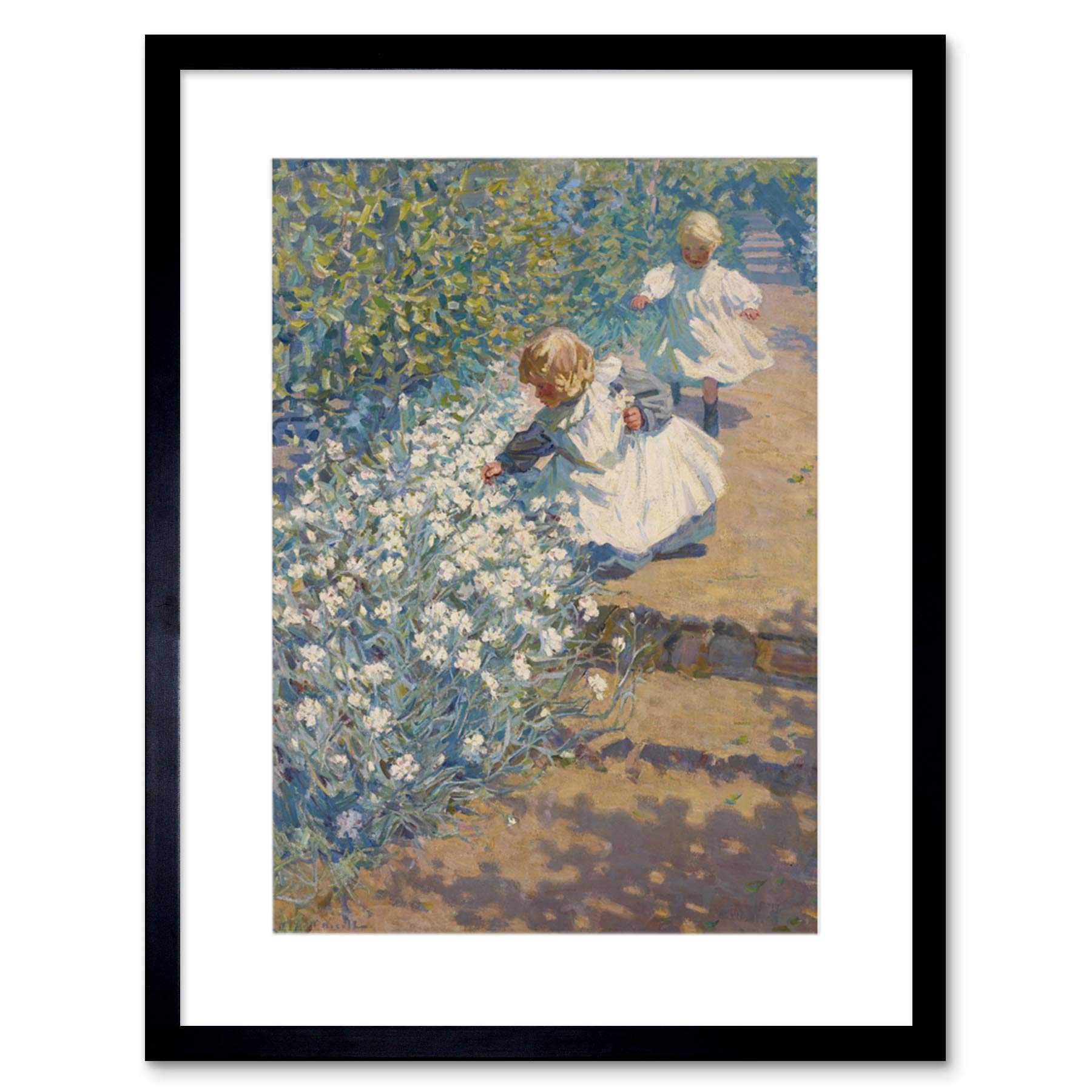 Wee Blue Coo Black Painting Mcnicoll Picking Flowers Framed Wall Art Print