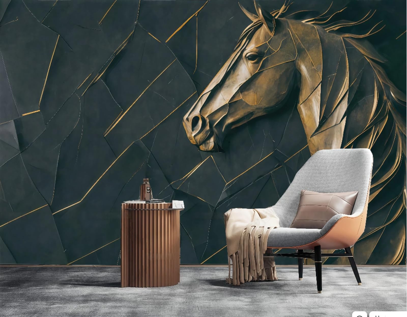 Tapeta Nowoczesna Sztuka Abstrakcyjna Trójwymiarowy Miedziany Koń Tłoczenie Kamienny Wzór TV Sofa Tło Ściana Tapeta Salon Restauracja Kawiarnia Mural, 3D, 430 x 300 cm