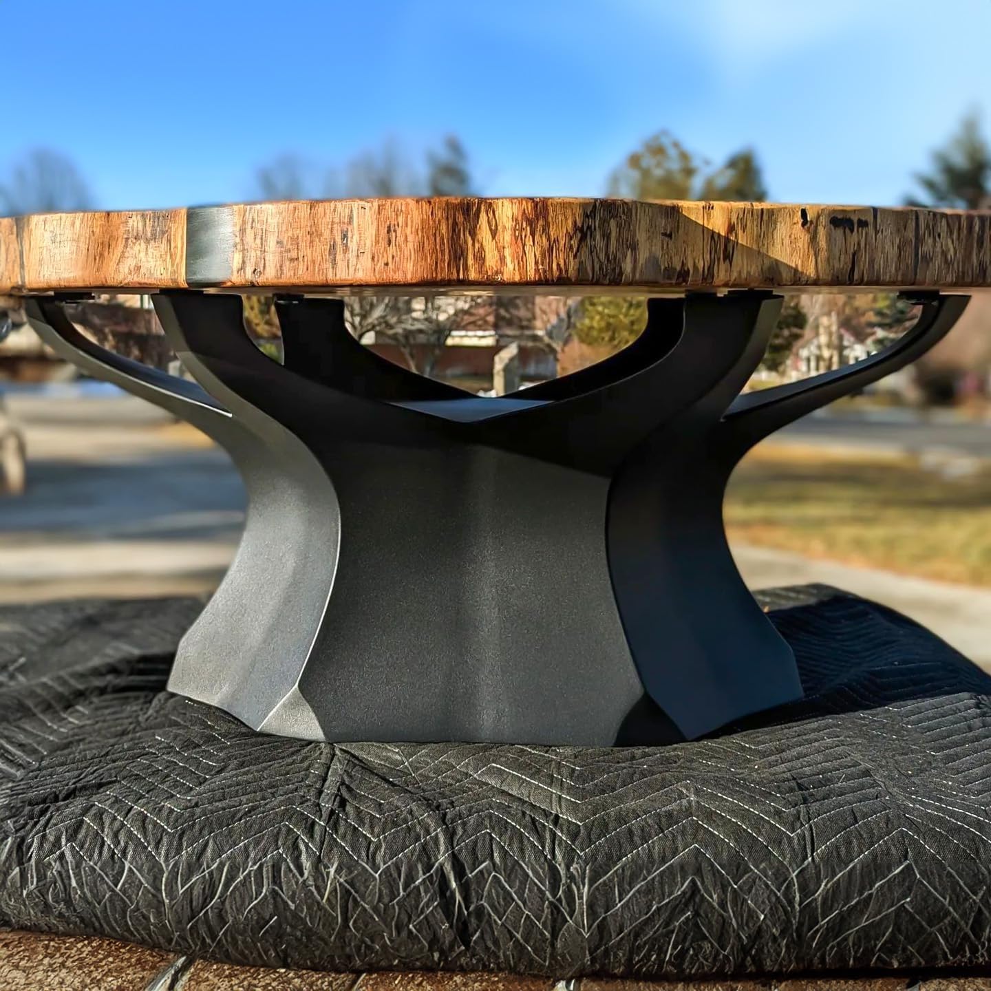 Flowyline 16" H 215 Namu Handcrafted Black Metal Table Legs and Bases for Coffee Tables | Steel Desk Legs | Rust-Resistant, Adjustable Furniture Legs for Bench DIY Mid-Century Modern Indoor/Outdoor