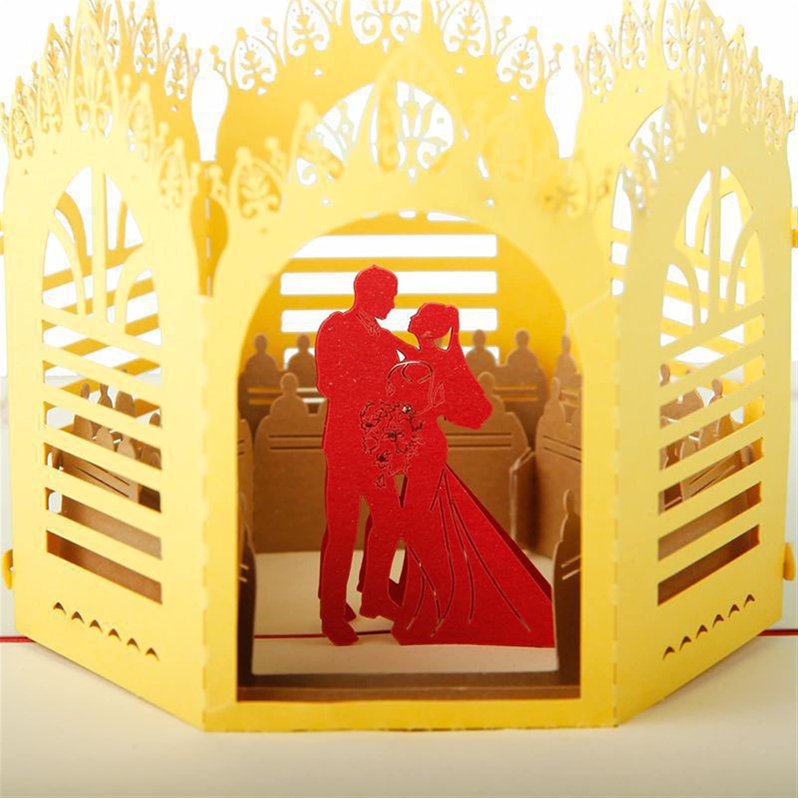 Kartki okolicznościowe festiwal kartka z życzeniami 3D ręcznie robiona korona kształt kościoła błogosławieństwo para papier ślub zaproszenie karty okolicznościowe z kopertą kreatywne prezenty karty podarunkowe (rozmiar: 8 szt.)