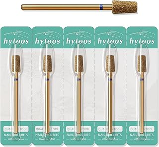 5mm Large Tapered Cuticle Clean Nail Drill Bit, 5Pcs/Set Titanium Russian Diamond Nail Bits Professional Safety Under Nail Cleaner Burr for Cuticle Dead Skin, Electric Drill Accessories, Medium