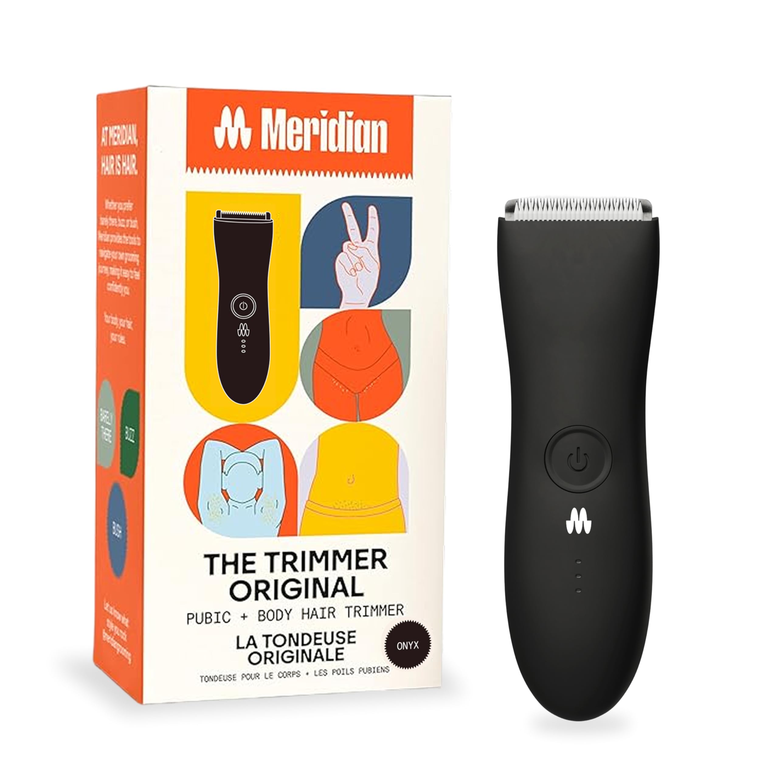 Meridian The Trimmer by Meridian Electric Belt Trimmer for Men | Effortlessly Trim Pesky Hair | Waterproof Groin & Body Shaver | 90 Minute Battery Life with Universal USB Charging (Oynx)