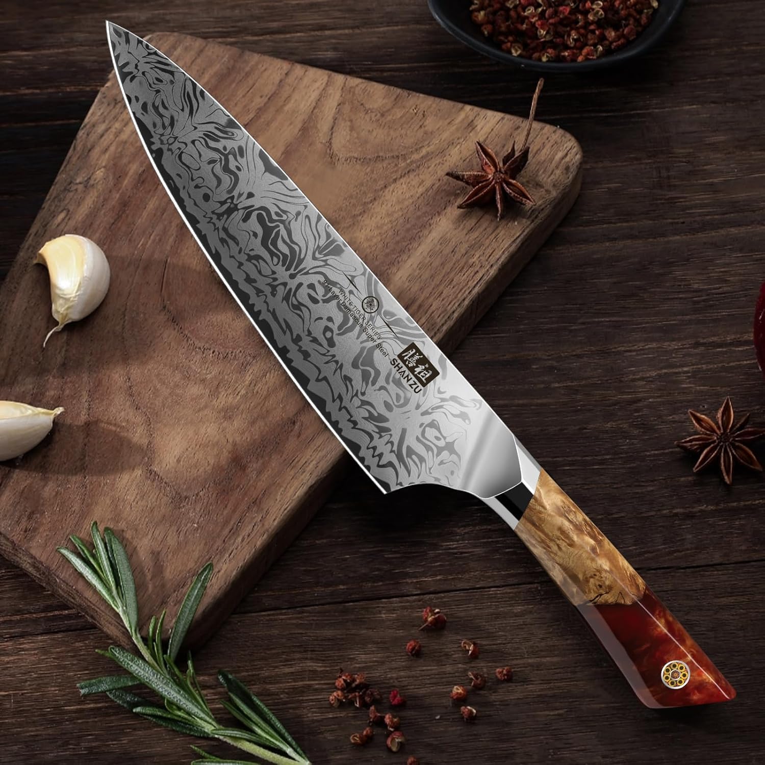 SHAN ZU Damascus Chef Knife, SG2 Powder Steel Japanese Kitchen Knife — Amazon image 7
