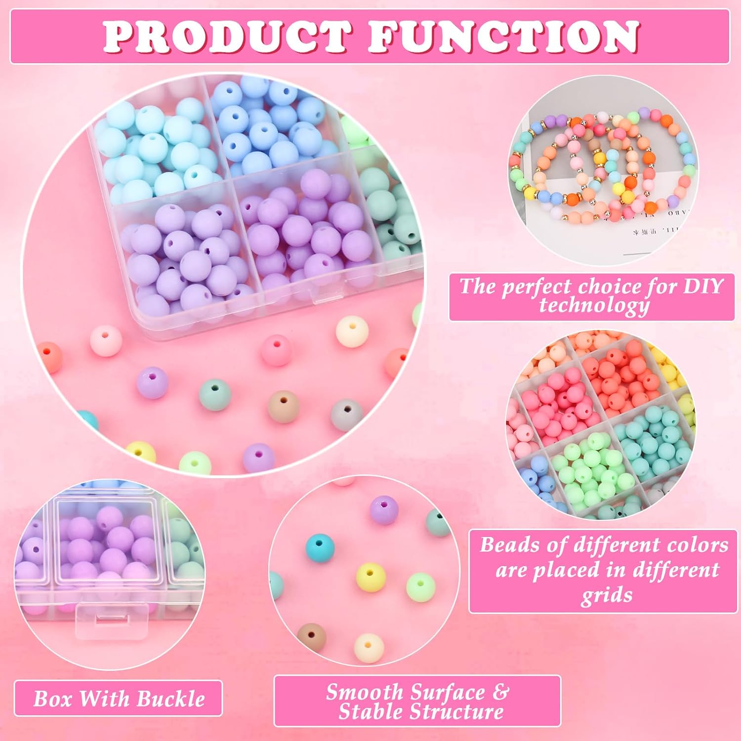 600Pcs 8mm Candy Color Matte Acrylic Round Beads, 24 Colors Assorted Plastic Bubble Gum Beads with Hole Loose Beads Bulk for Bracelets Necklace Jewelry Making DIY Crafts - Image 4