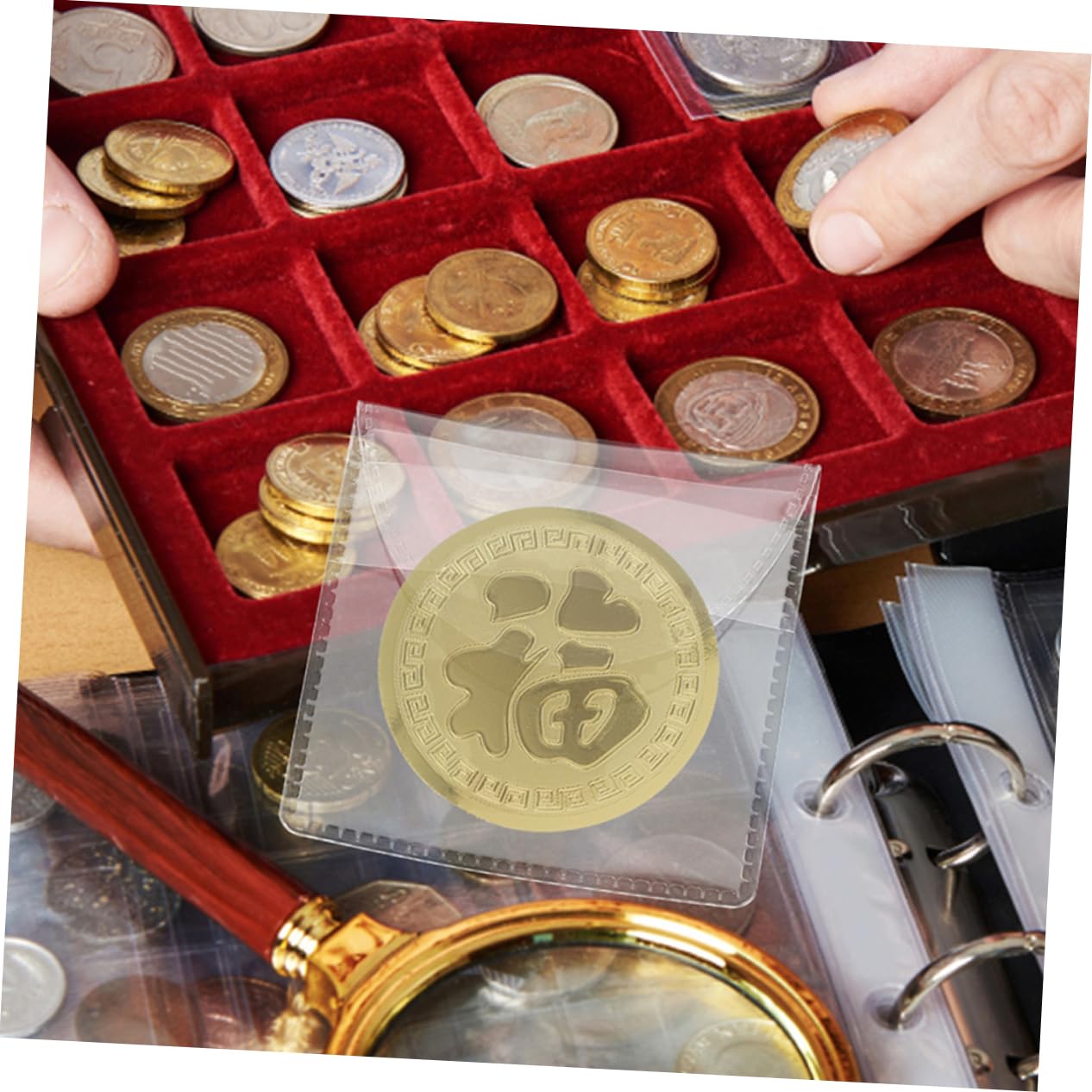 Amazon.co.jp: TEHAUX 50個 コイン収納袋 コレクター向けのコインホルダー コインスリーブコレクター コインホルダーポーチ  コイントス 財布用コインオーガナイザー 小銭入れ Transparent 塩ビ : ホビー