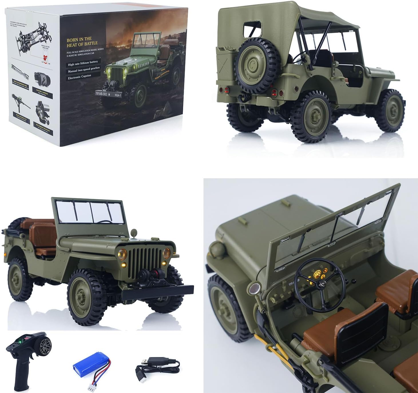 TOUCAN RC HOBBY US in Stock HG 1/14 4x4 Electric Military Truck HG4 58 Convertible Off Road Combat Vehicle Remote Control Car 2Speed Light Sound Motor Model