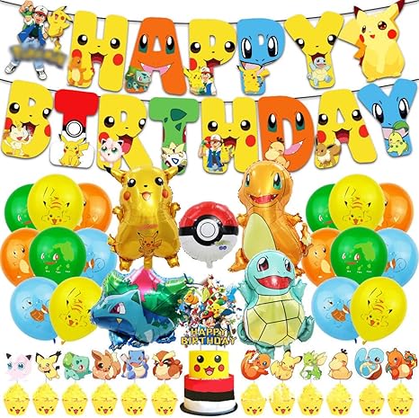 Amazon 風船 誕生日 ポケモン バルーン バースデー 飾り 飾り付け ピカチュウ 女の子 お姫様 お祝 い パーティー風船 風船セット 子供の 日 男の子 パーティー イベント 装飾 記念日 お誕生日会 ハッピーバースデー Happy Birthday 誕生日バルーン 風船 バルーン