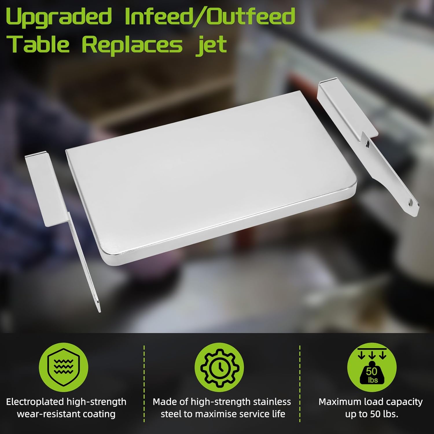 UPGRADED Feed/Outfeed Table Replacement 723521, Compatible with JWDS-1836, JWDS-1632 & JWDS-1632OSC Drum Sanders – 40" Work Surface, 65lb Capacity, Includes Hardware