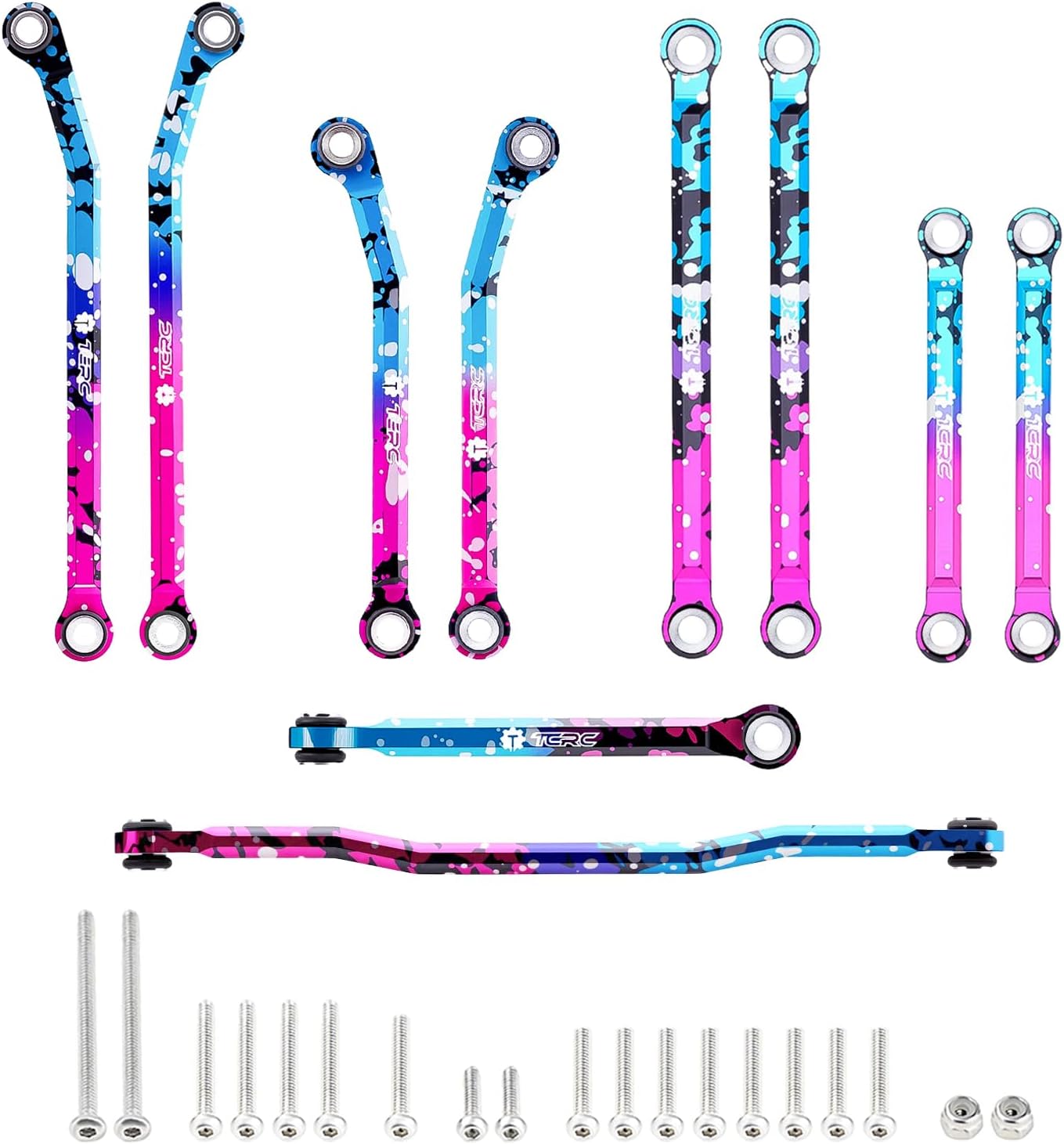 10PCS Splash Anodizing Aluminum High Clearance Chassis Links and Steering Links Set for HPI Venture18 Upgrade