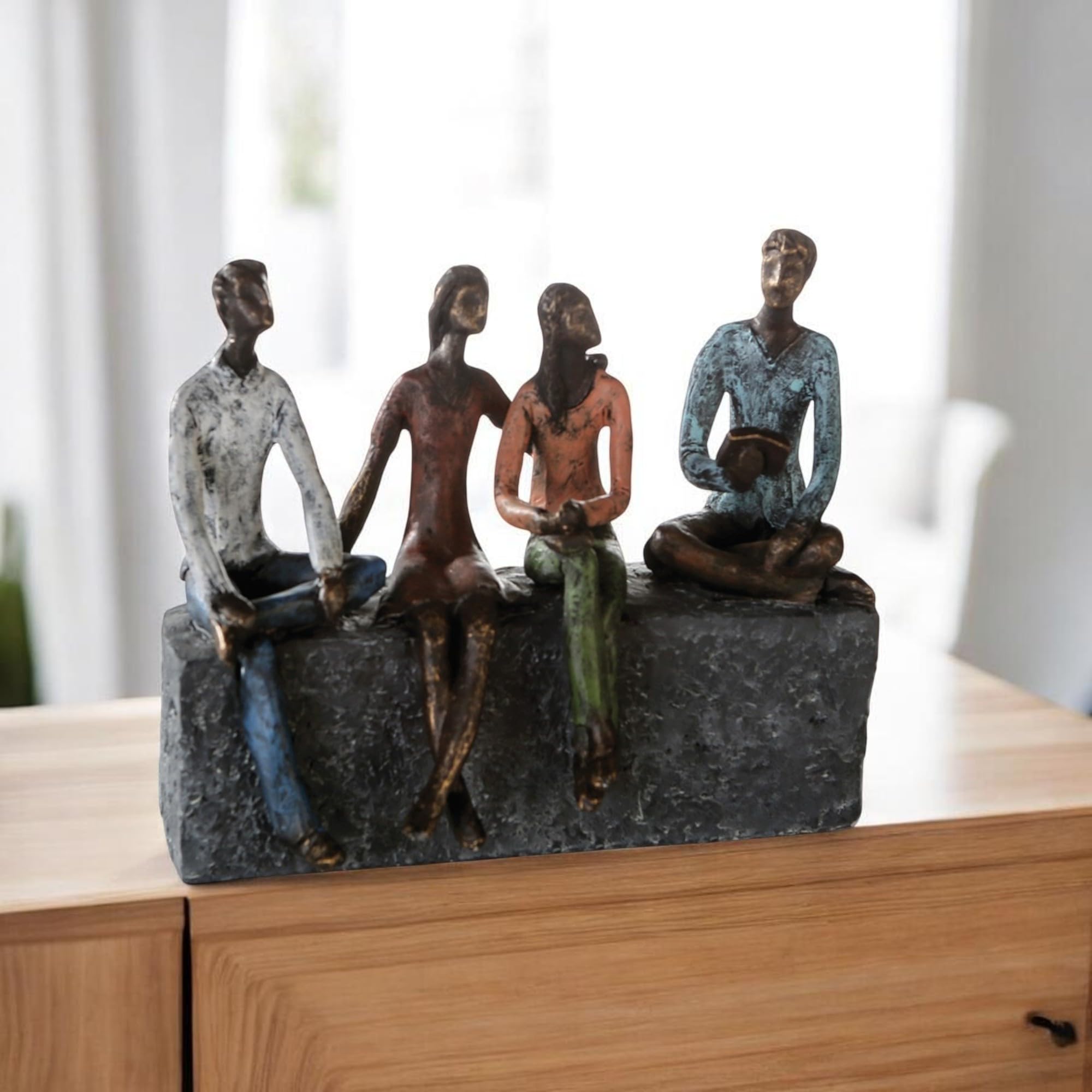 Casablanca Skulptur Network, Deko Figur Bronze, Kunstharz Statue Wohnzimmer, Büro Dekoration H. 21 cm x B. 26 cm - Moderne Skulpturen