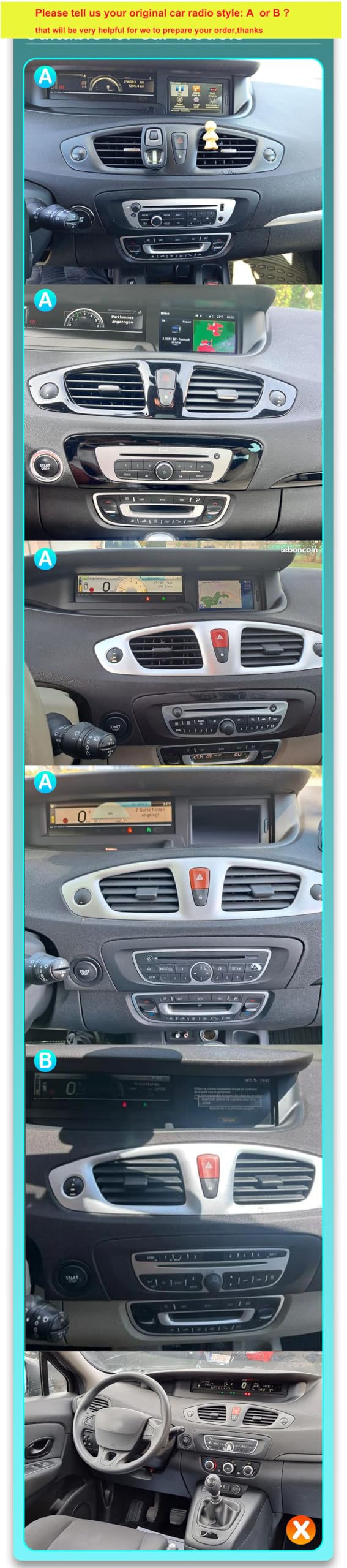 Autoradio da 7" per Renault Scenic 3, Renault Grand Scénic III 2009-2016, con guida a sinistra e destra, Android 15 Carplay, navigatore, radio, lettore video multimediale, touch screen, Bluetooth, GPS