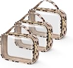 Wedama TSA Sac de toilette approuvé, 3 Sacs de maquillage transparents avec poignées, sacs de toilette transparents de taille Quart, PVC Sacs cosmétiques pour les femmes et les hommes, Transport sur Airline de l'aéroport Sac compatible, noir