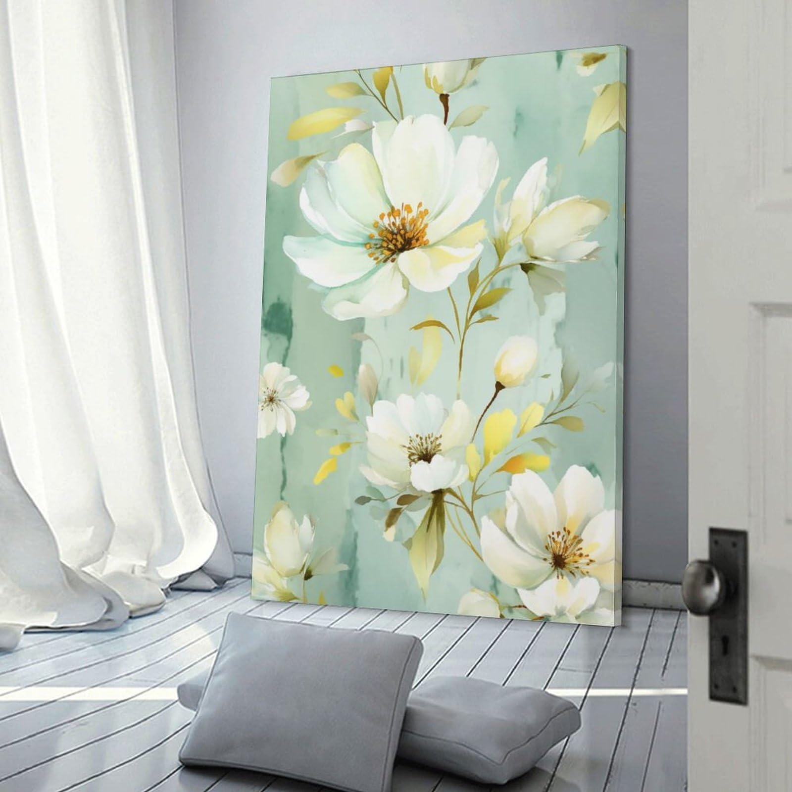 Amazon.co.jp: 絵画 咲く白い花インテリア 絵画 魅力的な花 アート