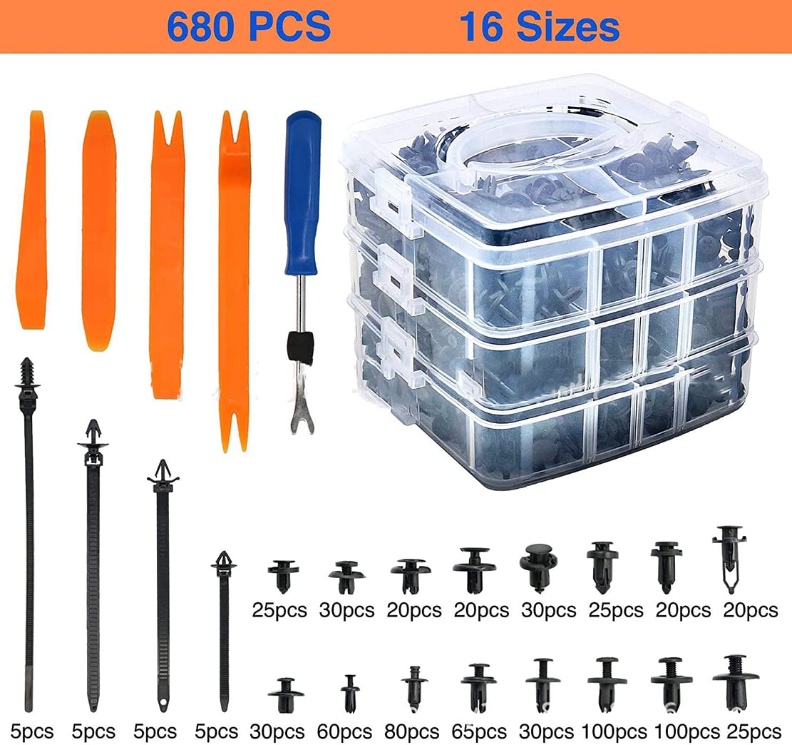 721pcs Boucle Mixte En BoîTe, Vis D’Expansion D’Aile De Rivet De Fixation De Corps Universelle, PièCes Automobiles, Pour Hyundai Accent Elantra Tucson Solaris Sonata