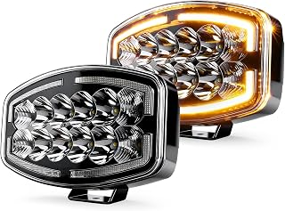 CO LIGHT 10 Inch Round LED Work Light 2PC with Spot Flood Combo Beam, 12/24v Driving Lights with White-Amber DRL, Waterproof 150W 35000LM for Truck Tractor UTV SUV Marine Construction Vehicle
