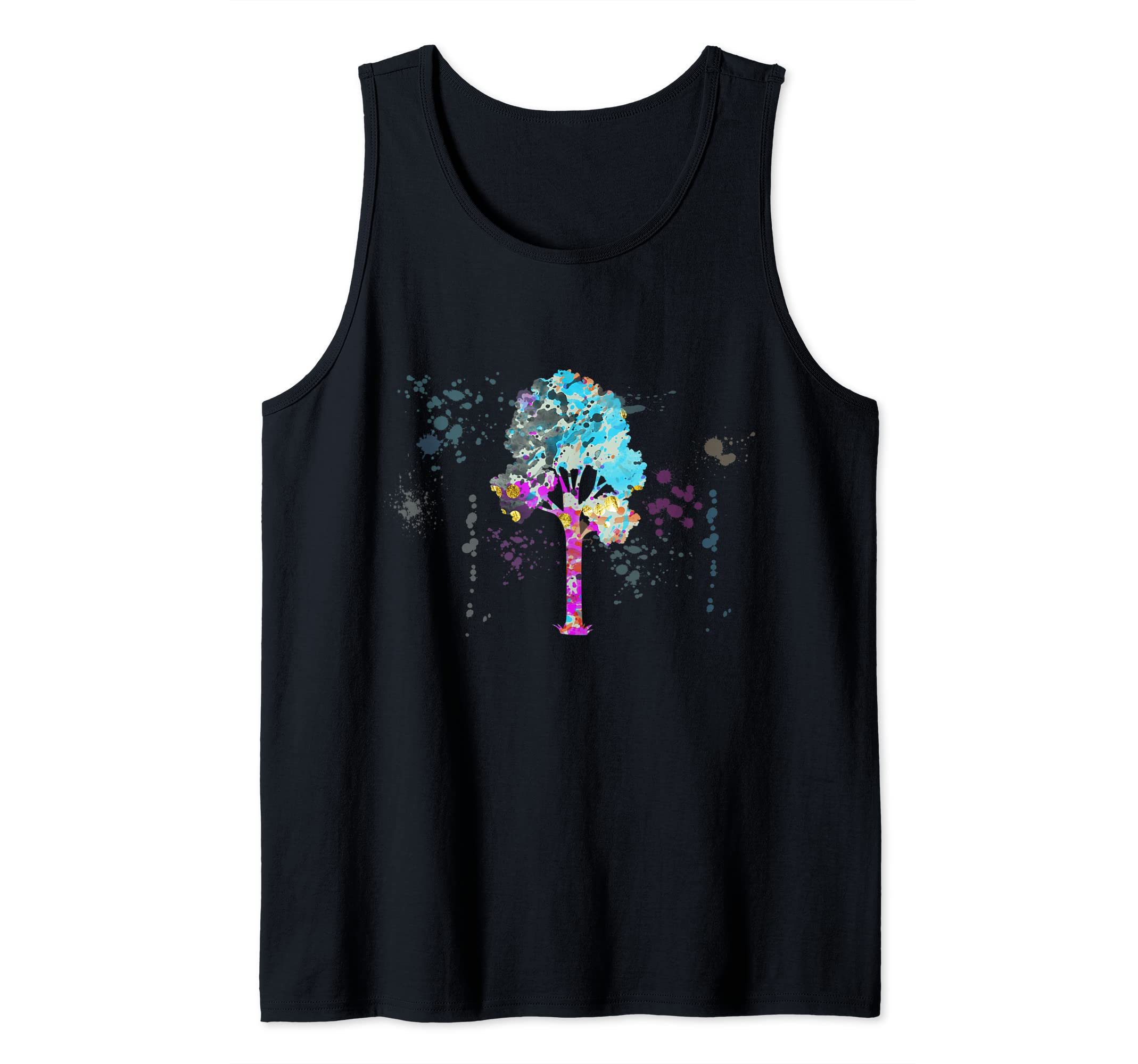 Alstonia scholaris Colorful Watercolor Silhouette Tank Top