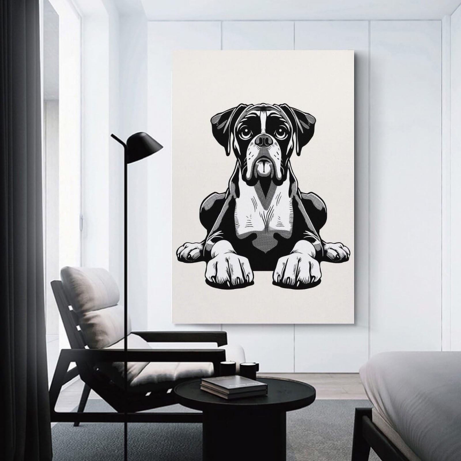 Junmoney Boxer Dog Home Decor Wall Art 08x12inch(20x30cm), for Restful Interiors, Bedrooms Or Small Rooms, A Warm Accent for Relaxed Interiors