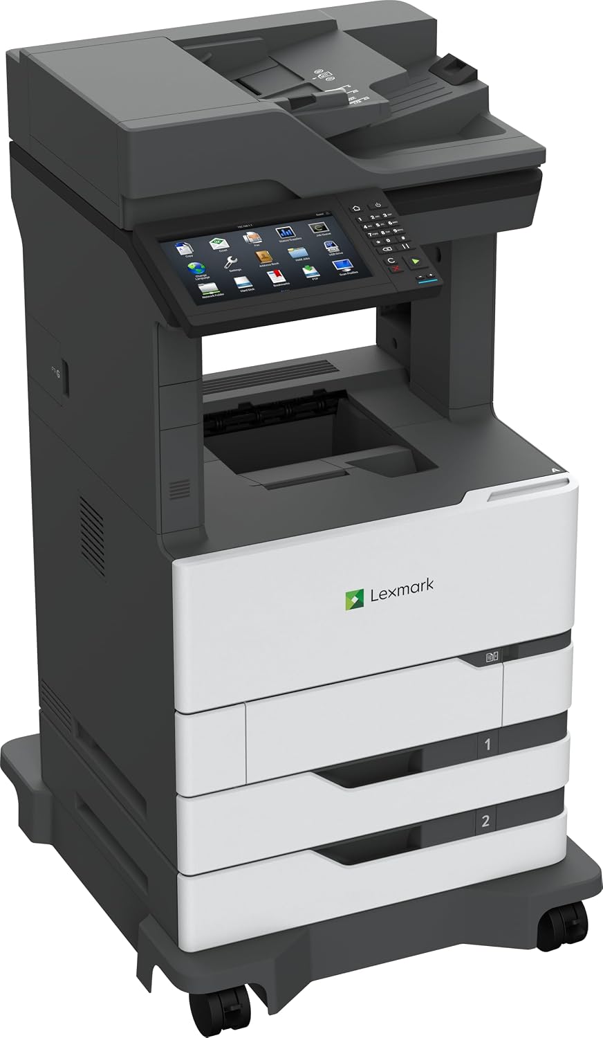 Lexmark MX822ade Monochrome Laser, Integrated Duplex (2-sided printing), 10-inch color touch screen, Energy Star, Print Speed: Up to 55 ppm, Recommended Monthly Page Volume: 3000-50000 pages (25B2000)