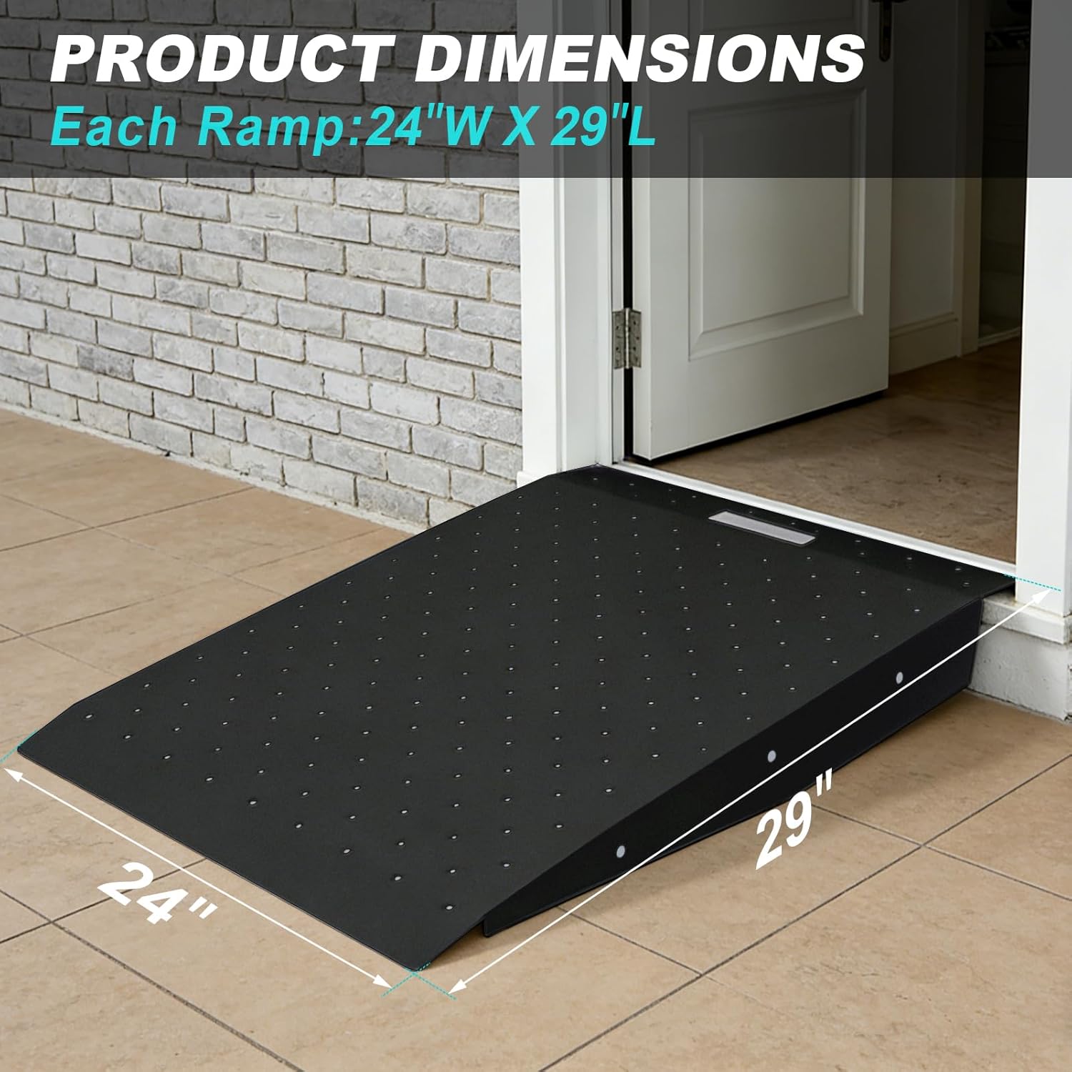 Heavy-Duty Shed Ramp for Riding Mower, 1500 lbs Capacity, Loading Ramp for Sheds, Garages, Wheelchairs, Barns ATV, Lawnmower, Sturdy Anti-Slip Punch Plate Ramps-2PCS-Black