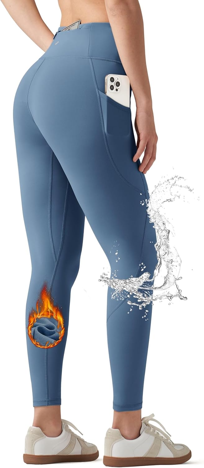 Willit Women's Fleece Lined Leggings Water Resistant Winter Pants Thermal High Waisted Yoga Hiking Running Tights Pockets
