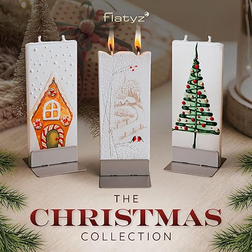 Miniatura 6 de FLATYZ Vela de Navidad hecha a mano, sin perfume, resistente al goteo y sin humo, vela de 2 mechas para decoración del hogar y la habitación, velas