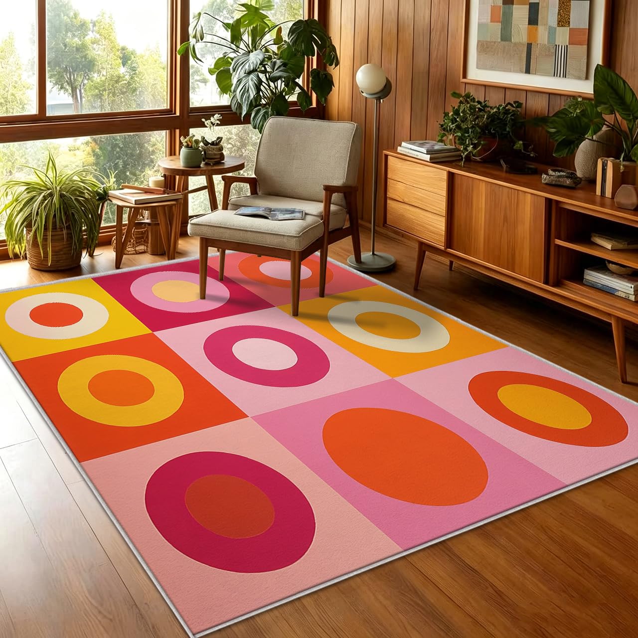 Tapis Damier Salon Chambre Interieur Carré 100x100 cm