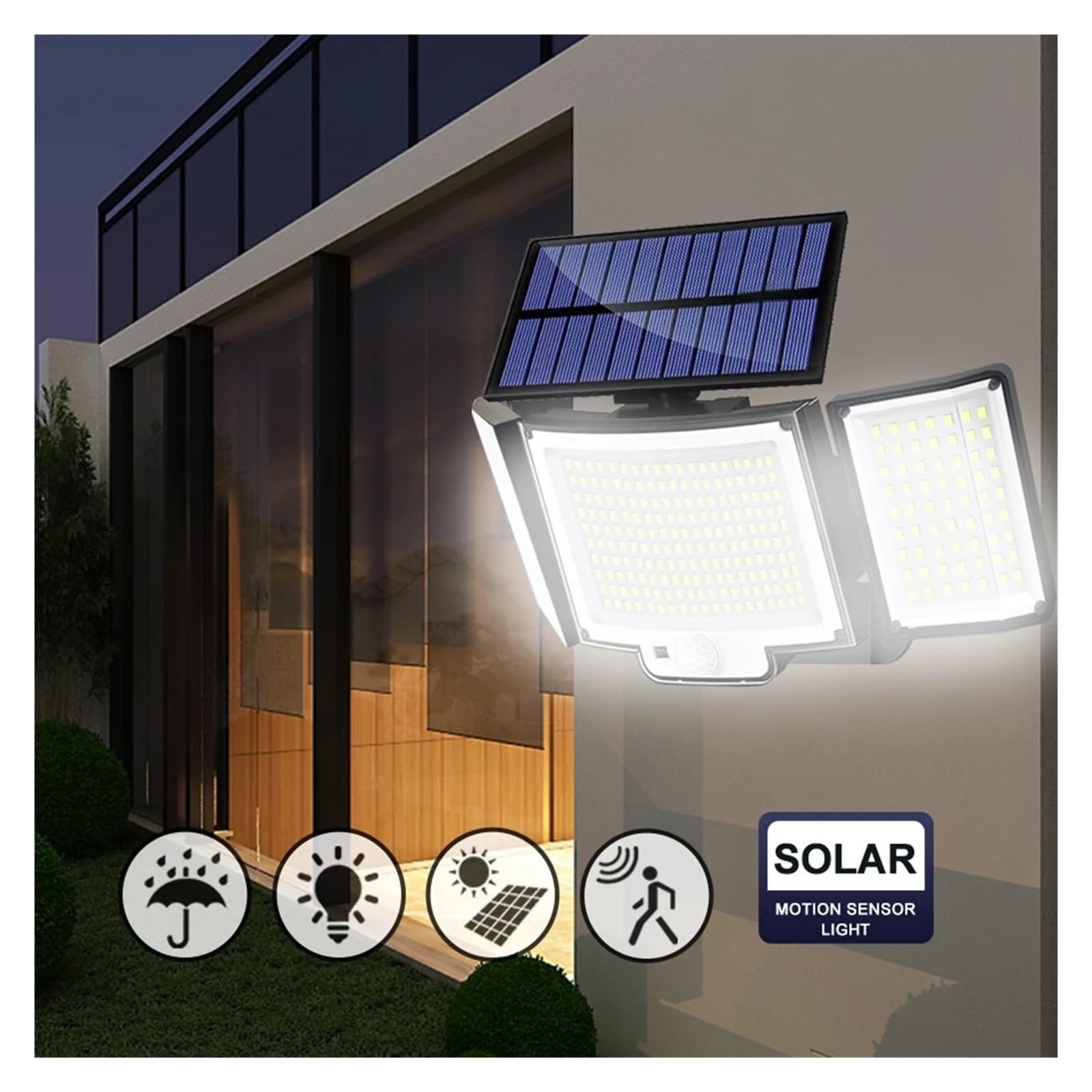 Lampa solarna zewnętrzna, 348 Lampa słoneczna LED Zewnętrzna wodoodporna lampa słoneczna IP65 z 3 trybami Solarna lampa uliczna ogrodowa do chodnika na trawniku