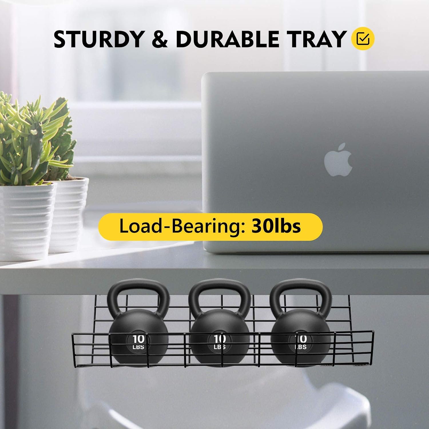 Magicfly 2 Pack Widened Under Desk Cable Management, Cable Tray for Wire Cord Organize with 3 Cord Holders and 4 Cable Ties, Metal Cable Rack for Office, Home, Black