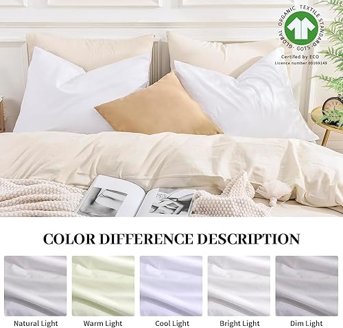 Miniatura 2 de NEXHOME PRO Juego de 2 fundas de almohada tamaño King 100% algodón orgánico, cierre de sobre, textura natural, suave y duradero, fundas de almohada