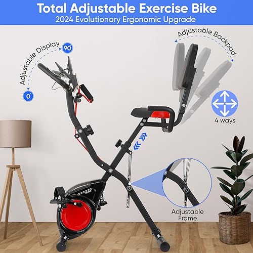 Miniatura 3 de YYFITT Bicicleta estática 3 en 1 con pantalla luminosa de dígitos | Bicicletas estacionarias plegables para personas mayores en casa | Bicicleta de