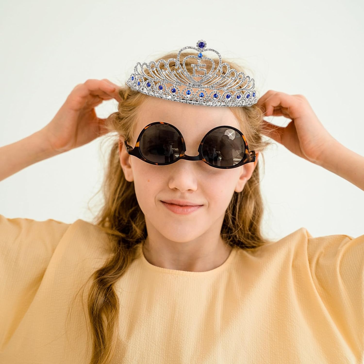 Homoyoyo Blue Tiara Crown Crystal Rhinestone for 15th Birthday